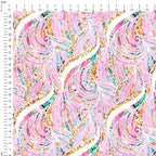 Mermaids Pink Waves Fabric