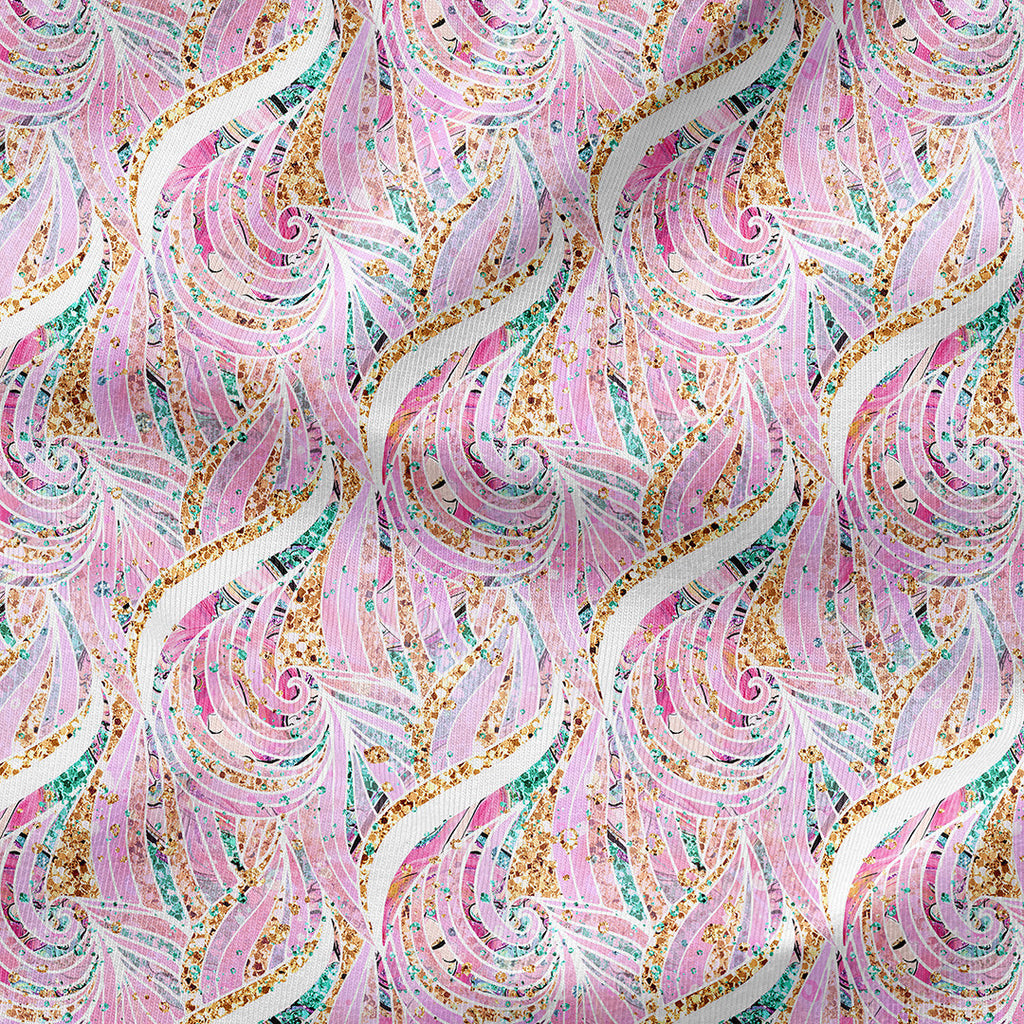Mermaids Pink Waves Fabric