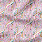 Mermaids Pink Waves Fabric
