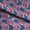 Pink and Blue Peonies Fabric