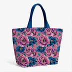 Pink and Blue Peonies Fabric