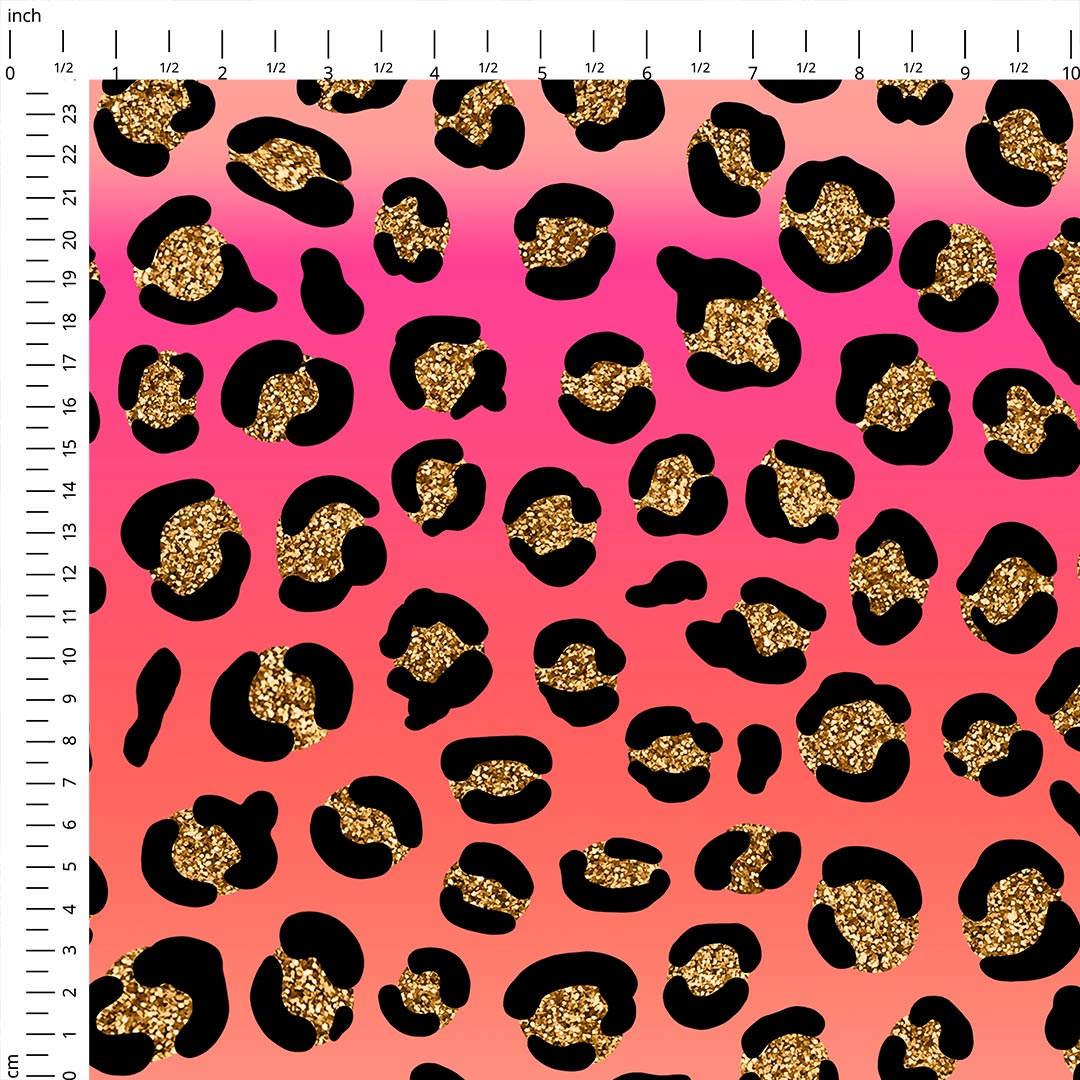 Pink and Peach Ombre Leopard Fabric