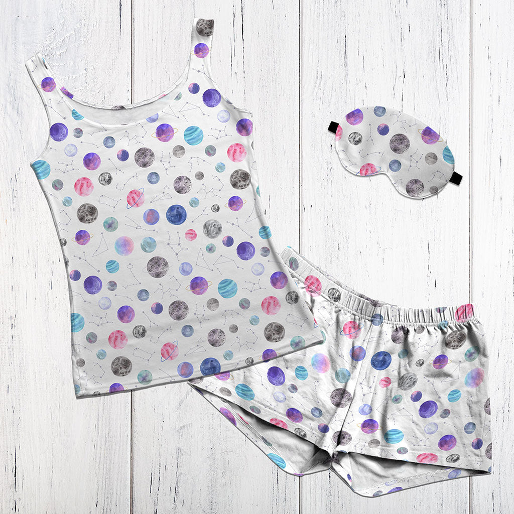 Planets White Fabric