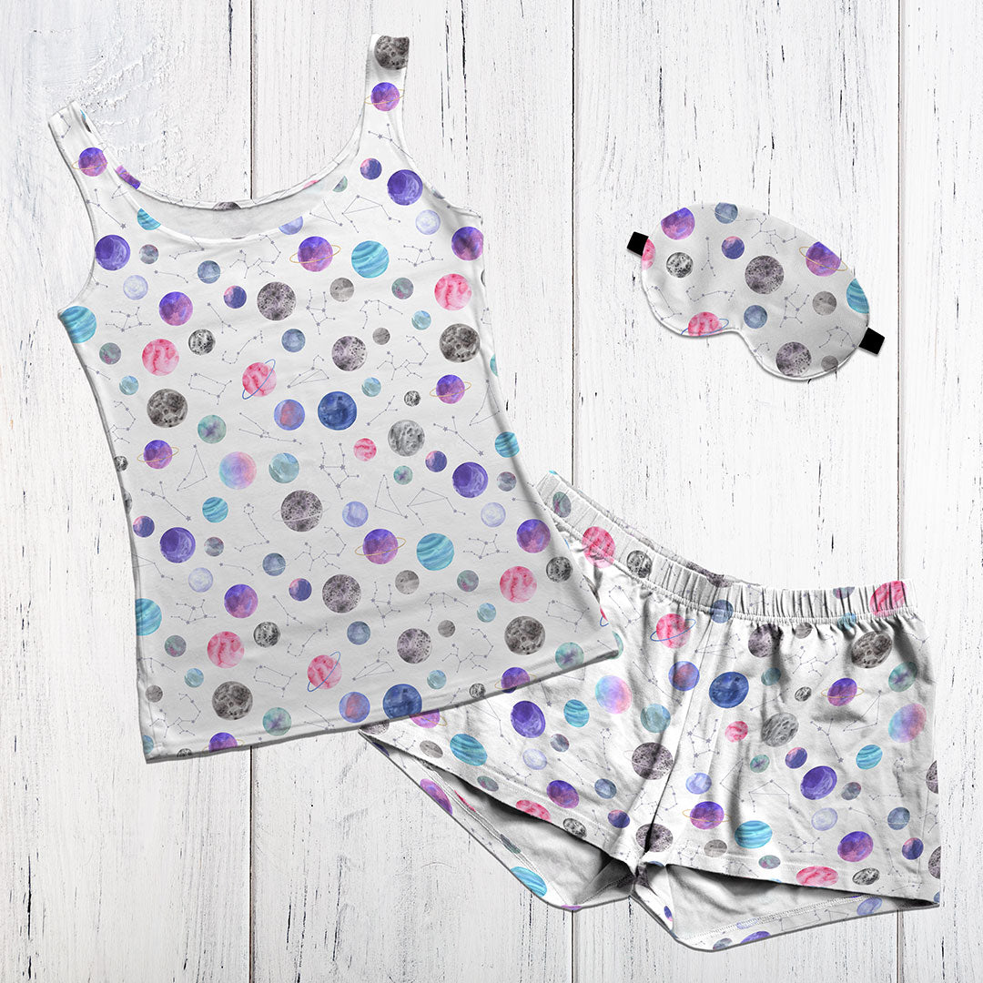Planets White Fabric