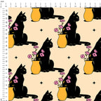 Playful Cat Cream Fabric