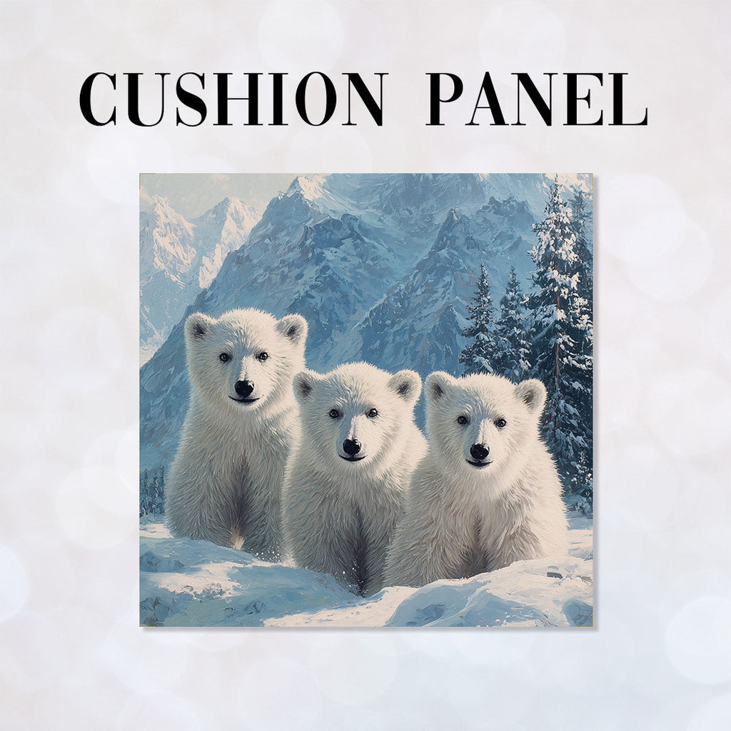 CUSHION Panel Polar Bear Cubs CP-806