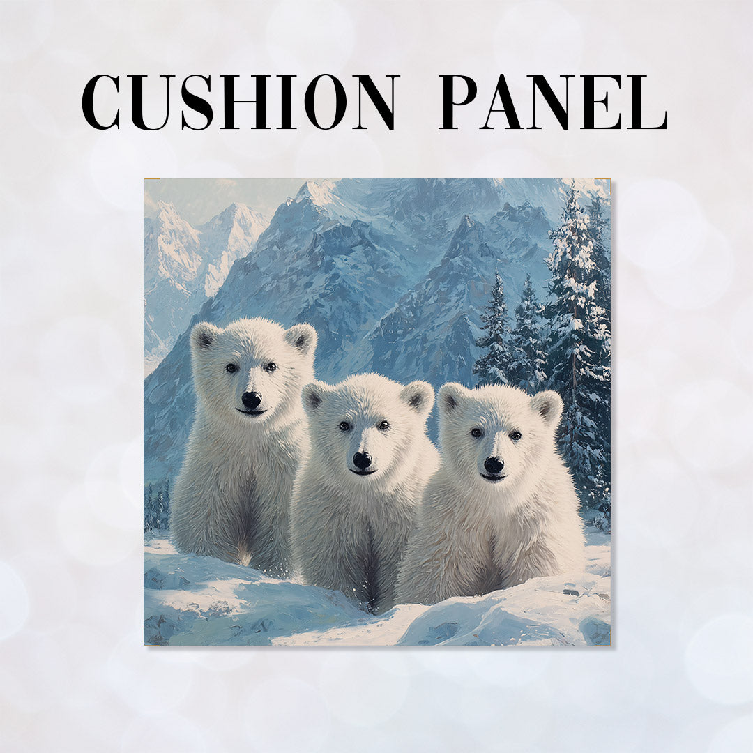CUSHION Panel Polar Bear Cubs CP-806