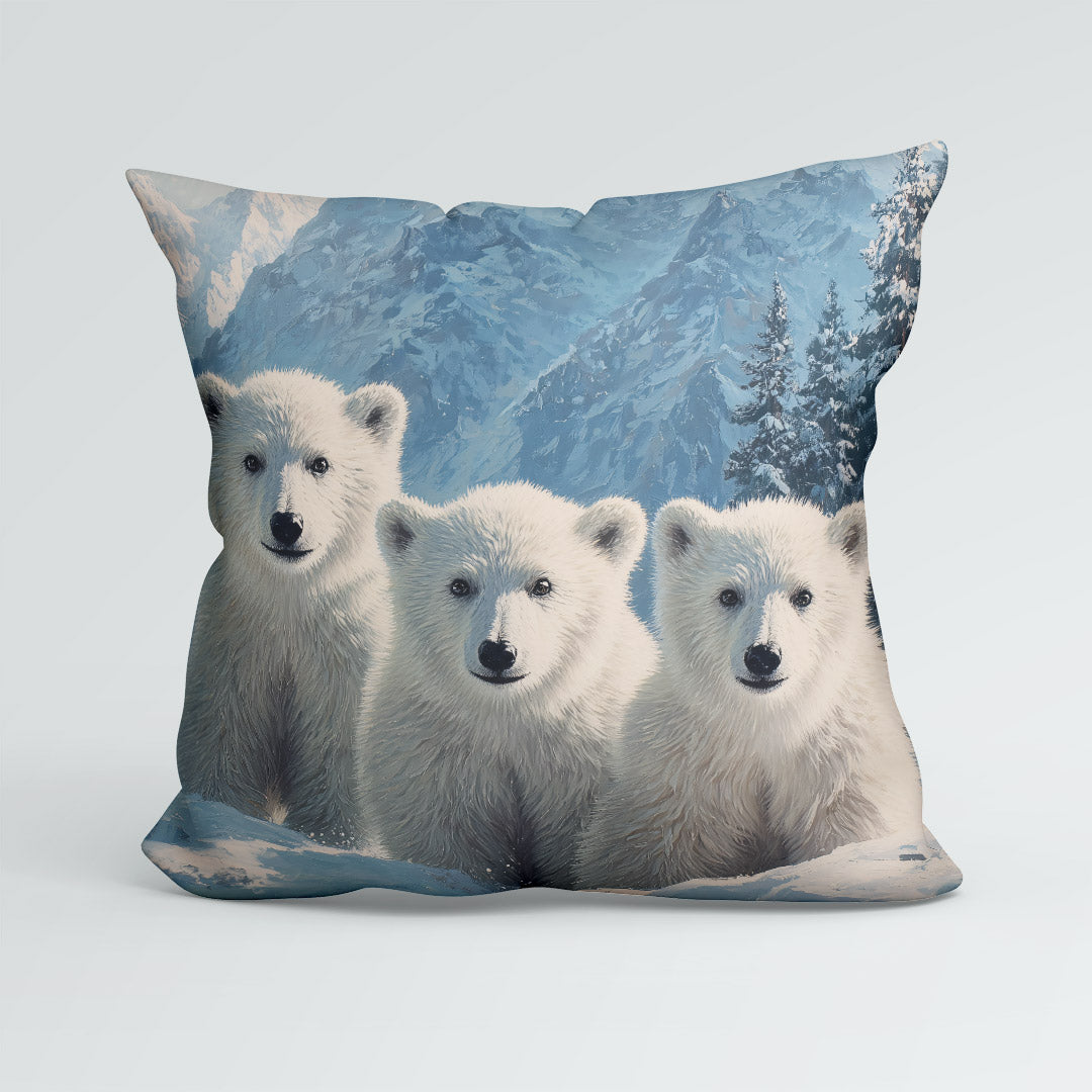 CUSHION Panel Polar Bear Cubs CP-806