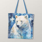 TOTE Polar Bear Snowflakes Fabric Bag Panel