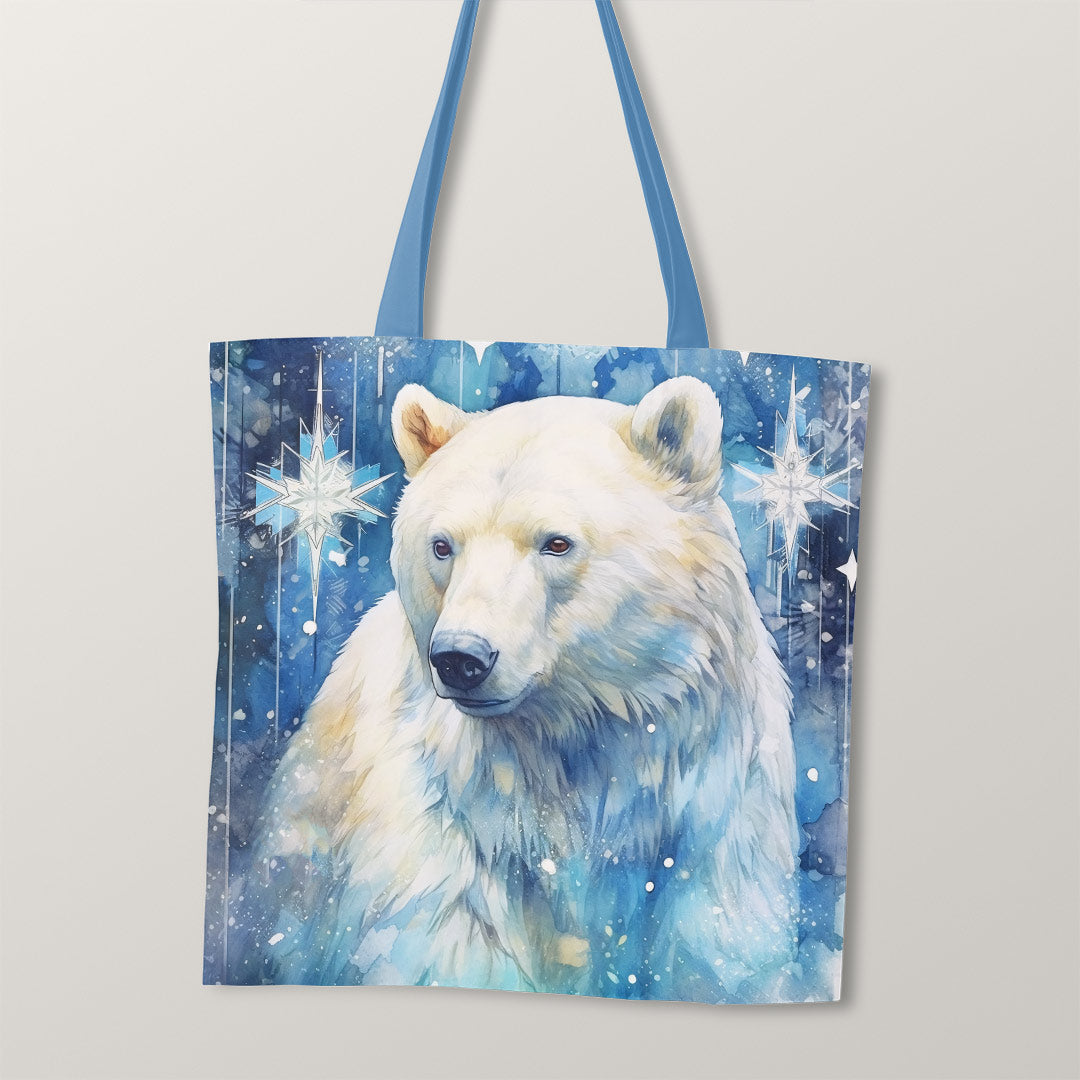 TOTE Polar Bear Snowflakes Fabric Bag Panel