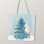 TOTE Polar Bears Christmas Fabric Bag Panel