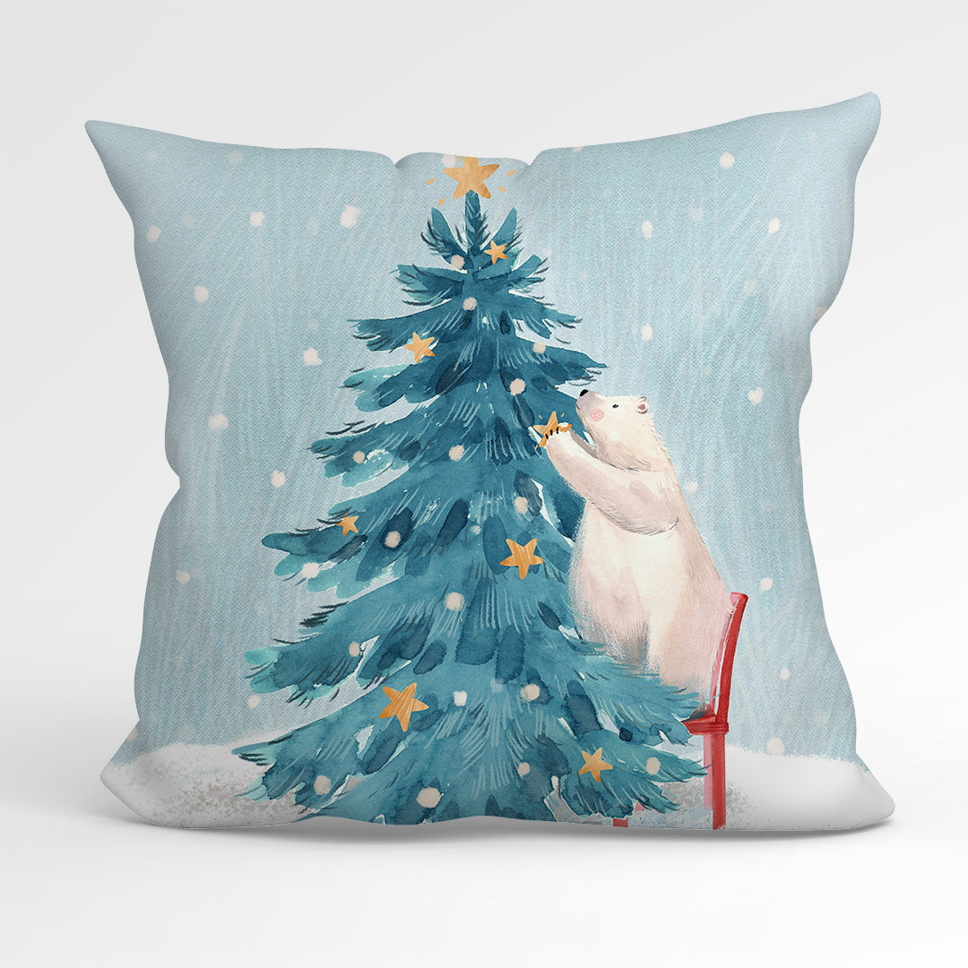 CUSHION Fabric Panel Polar Bears Christmas