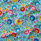 Polish Folklore Lowicz Blue Floral Fabric