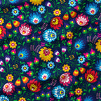 Polish Folklore Lowicz Navy Floral Fabric