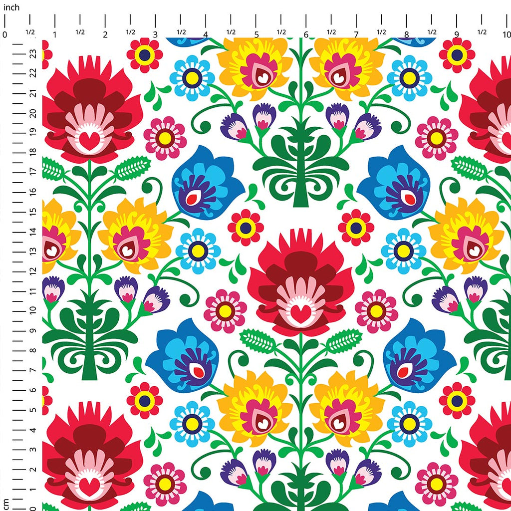 Polish Folklore Flowers Fabric