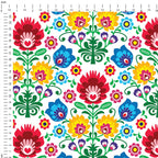 Polish Folklore Flowers Fabric