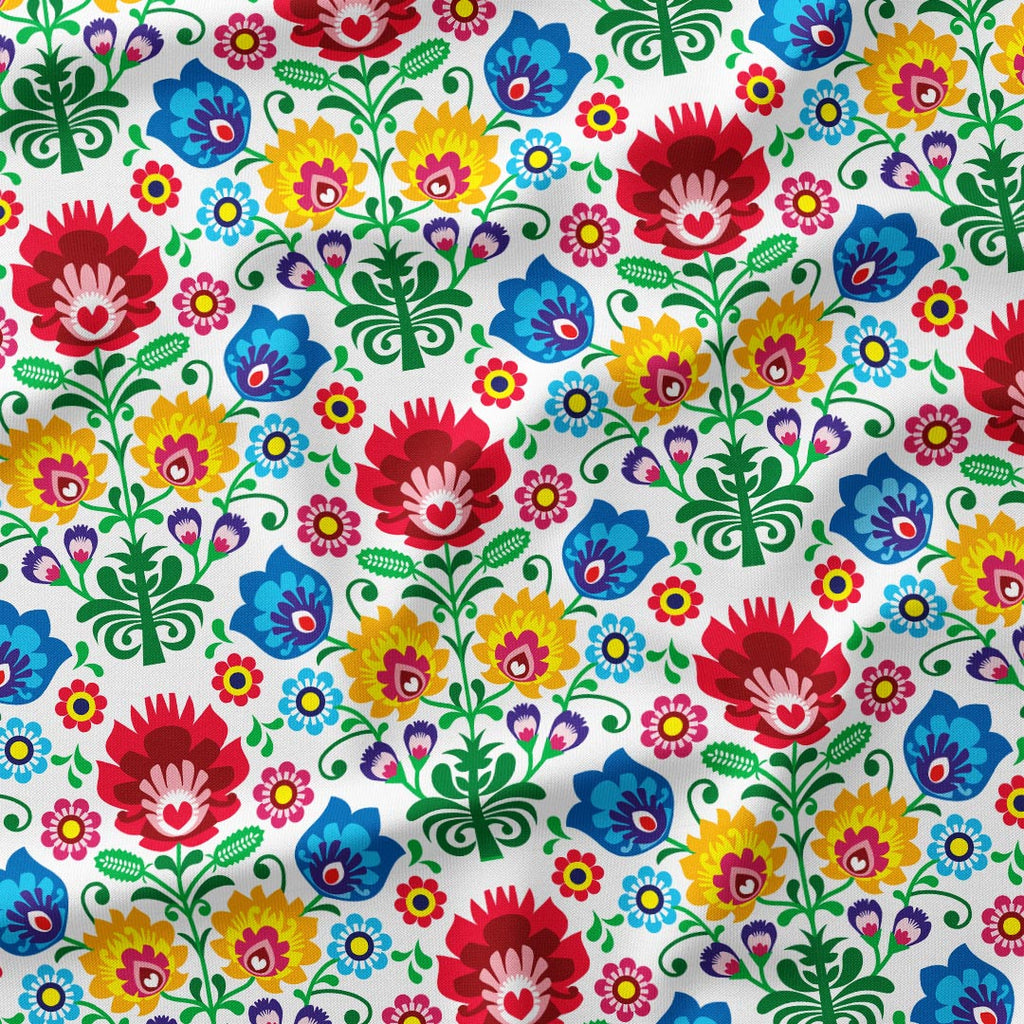 Polish Folklore Flowers Fabric