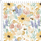 Floral Spring Bees Fabric