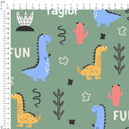 Personalised Cute Green Dinos Fabric