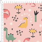 Personalised Cute Pink Dinos Fabric