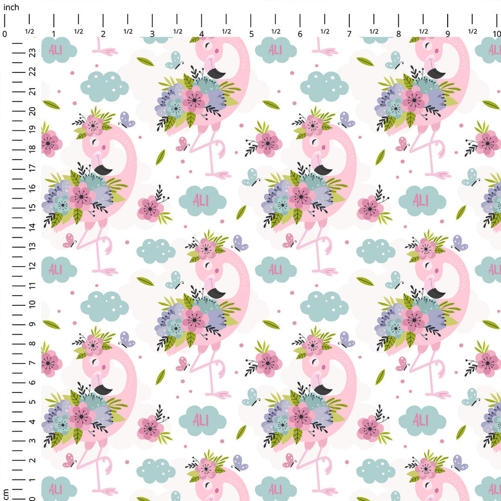 Personalised Flamingo Clouds Fabric