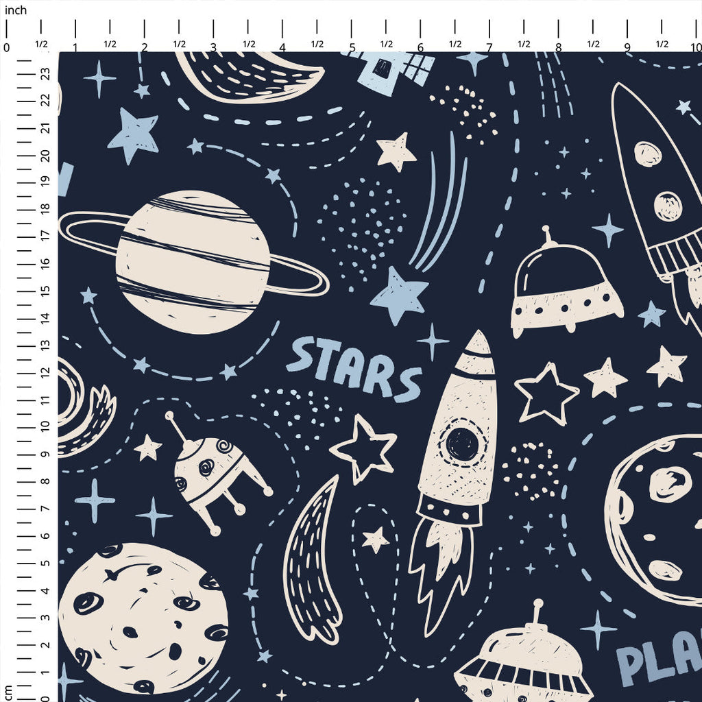 Personalised Rocket Spaceships Fabric