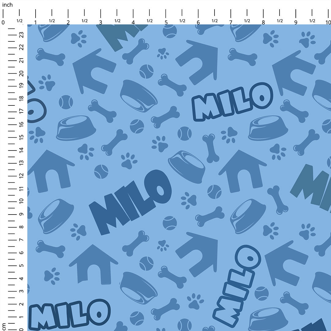 Personalised Dog Blue Fabric