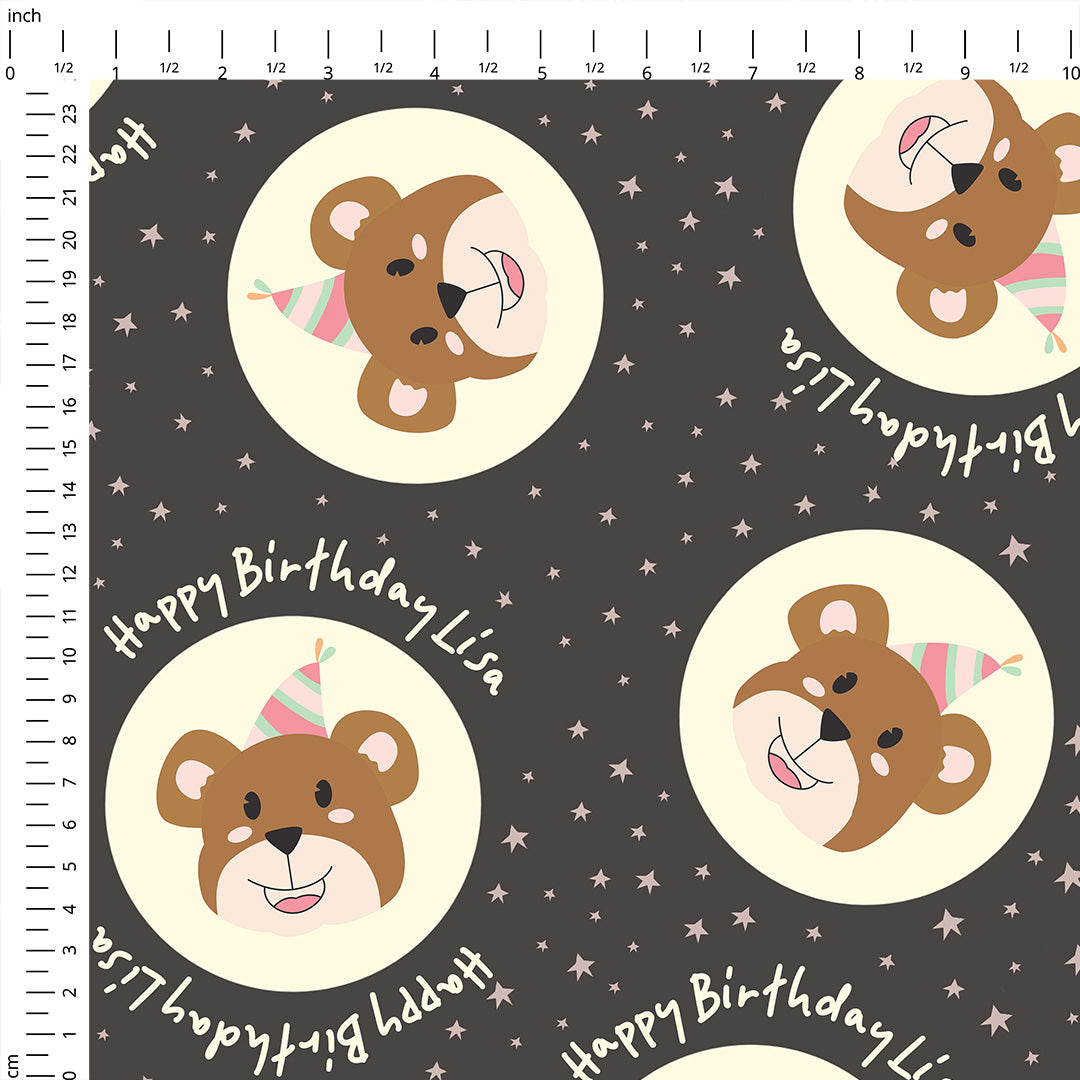 Personalised Birthday Bear Fabric