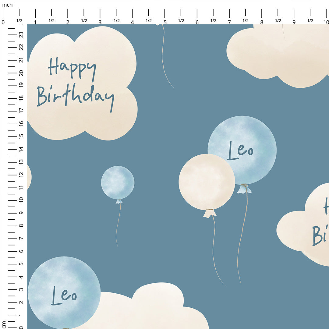 Personalised Birthday Boy Balloons Fabric