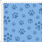 Personalised Paw Prints Blue Fabric