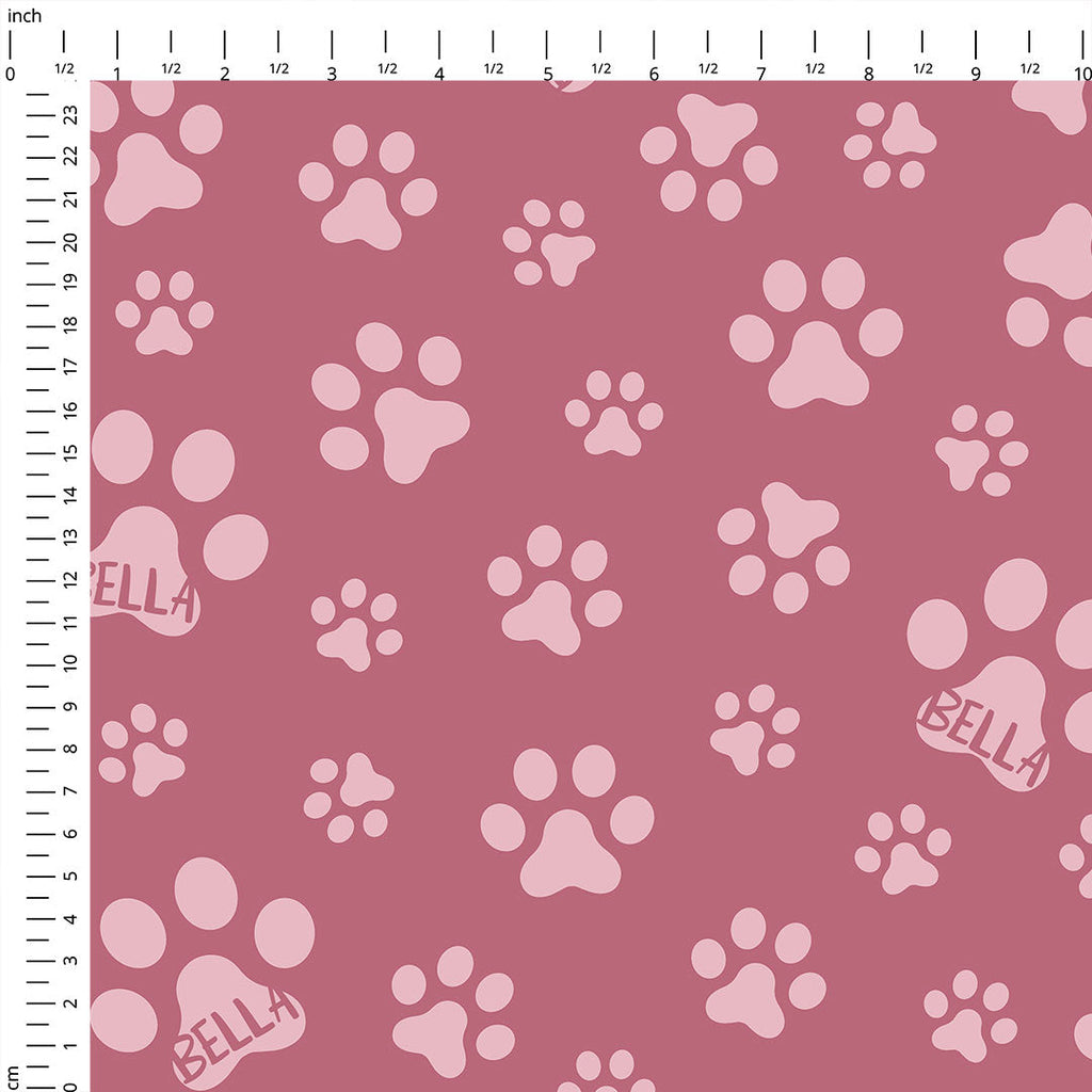 Personalised Paw Prints Pink Fabric