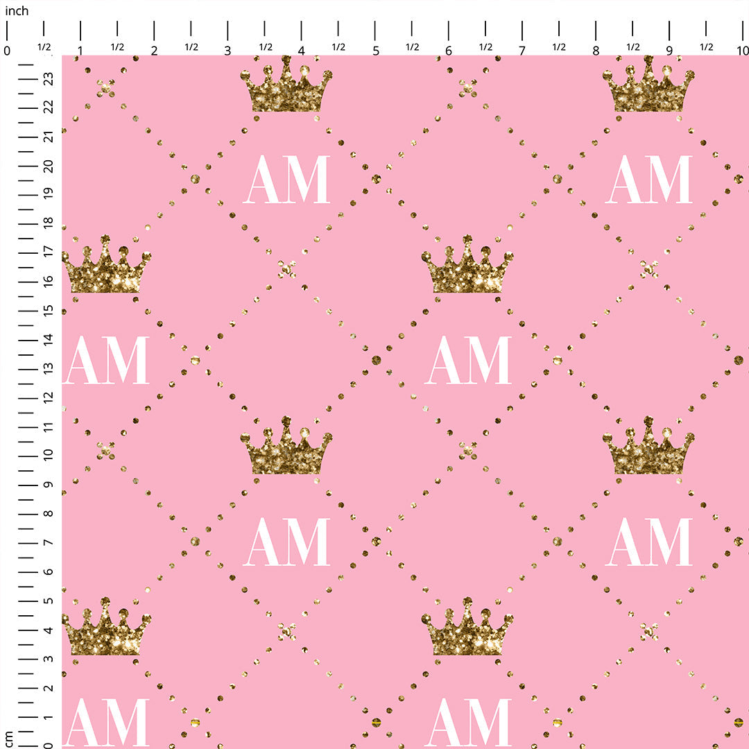 Personalised Royal Initials Pink Fabric
