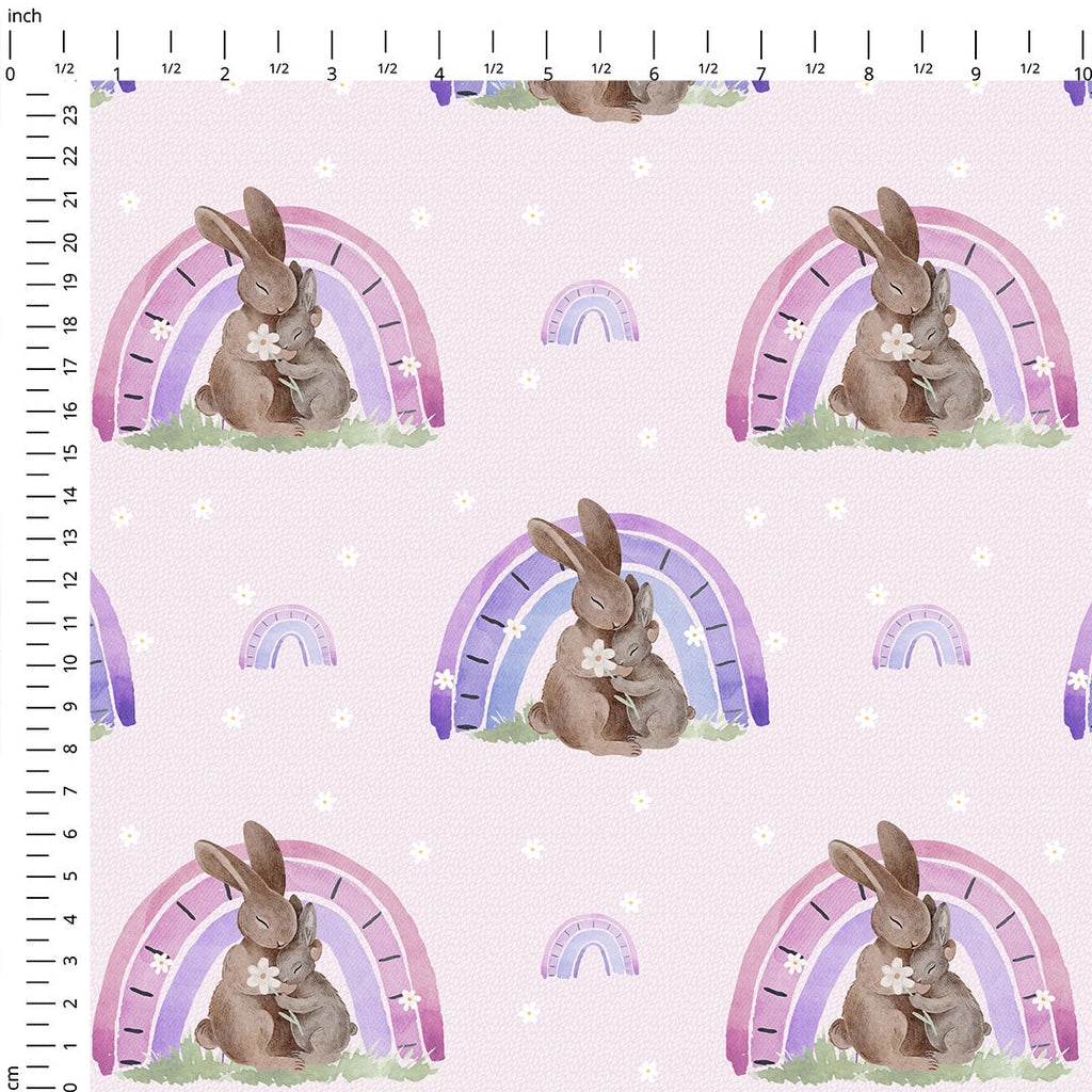 Rainbow Bunny Pink Fabric