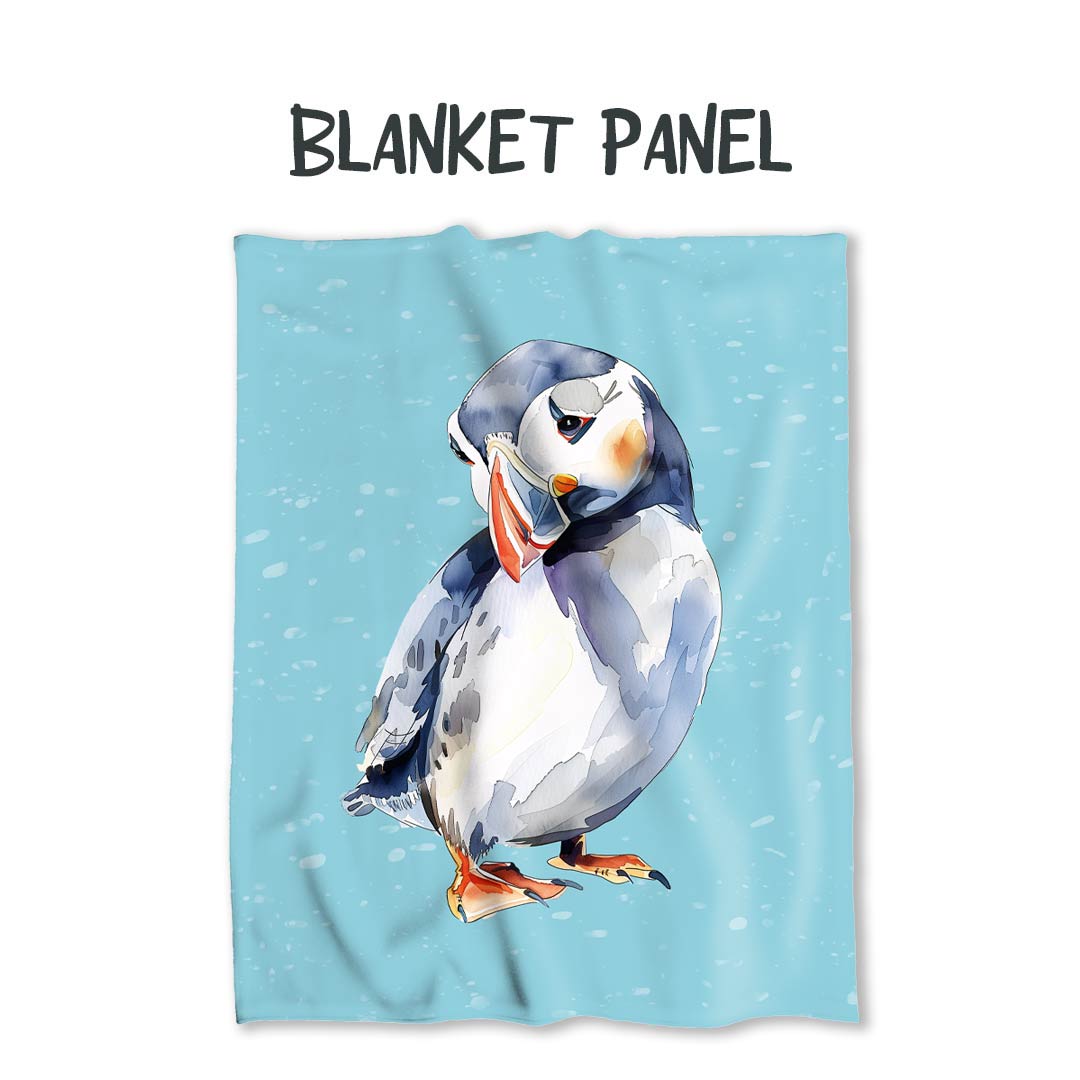 Puffin Aqua Fabric Blanket Panel BP-47