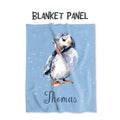 Personalised Puffin Blue Fabric Blanket Panel BP-57
