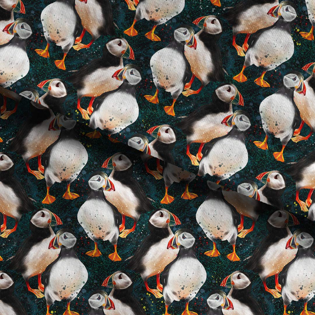 Puffins Black Fabric