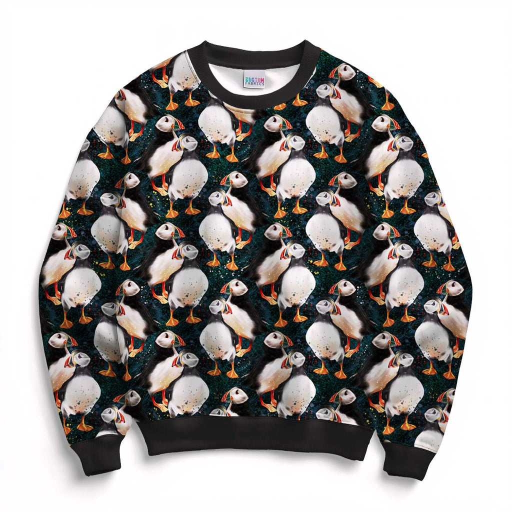 Puffins Black Fabric