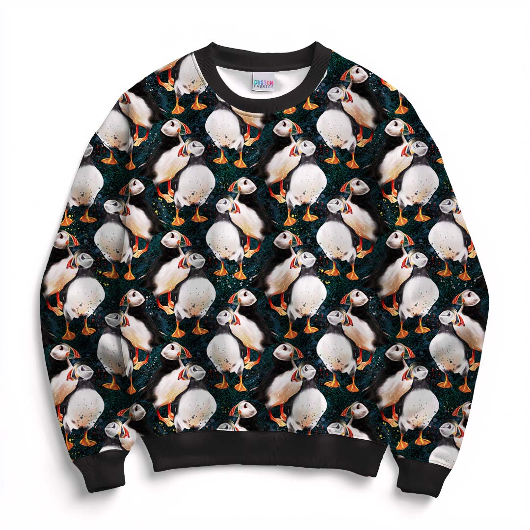 Puffins Black Fabric
