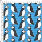 Puffins Blue Fabric