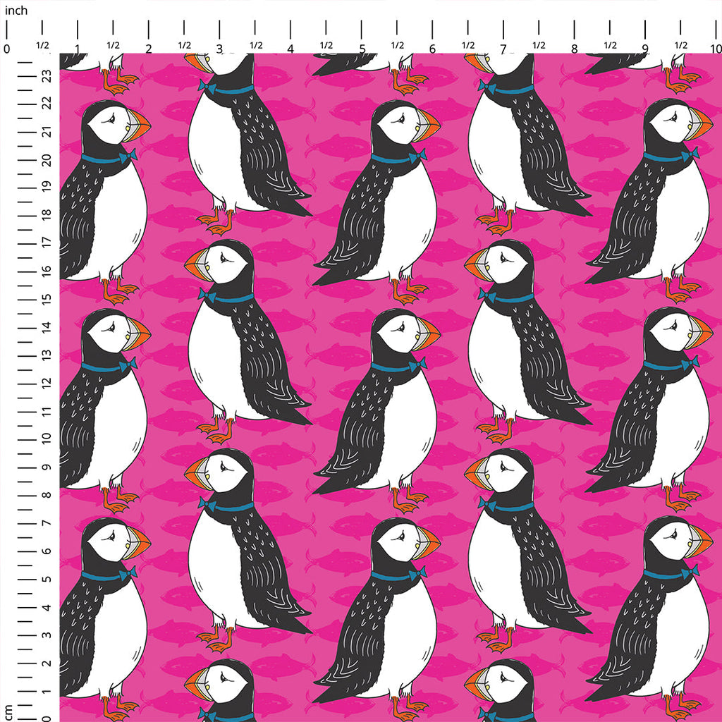 Puffins Pink Fabric