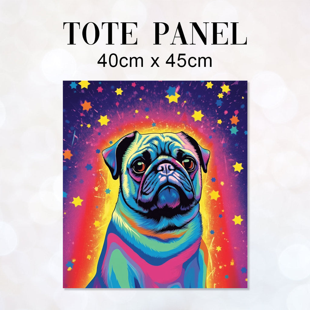 TOTE Pug and Stars Fabric Bag Panel TP-142