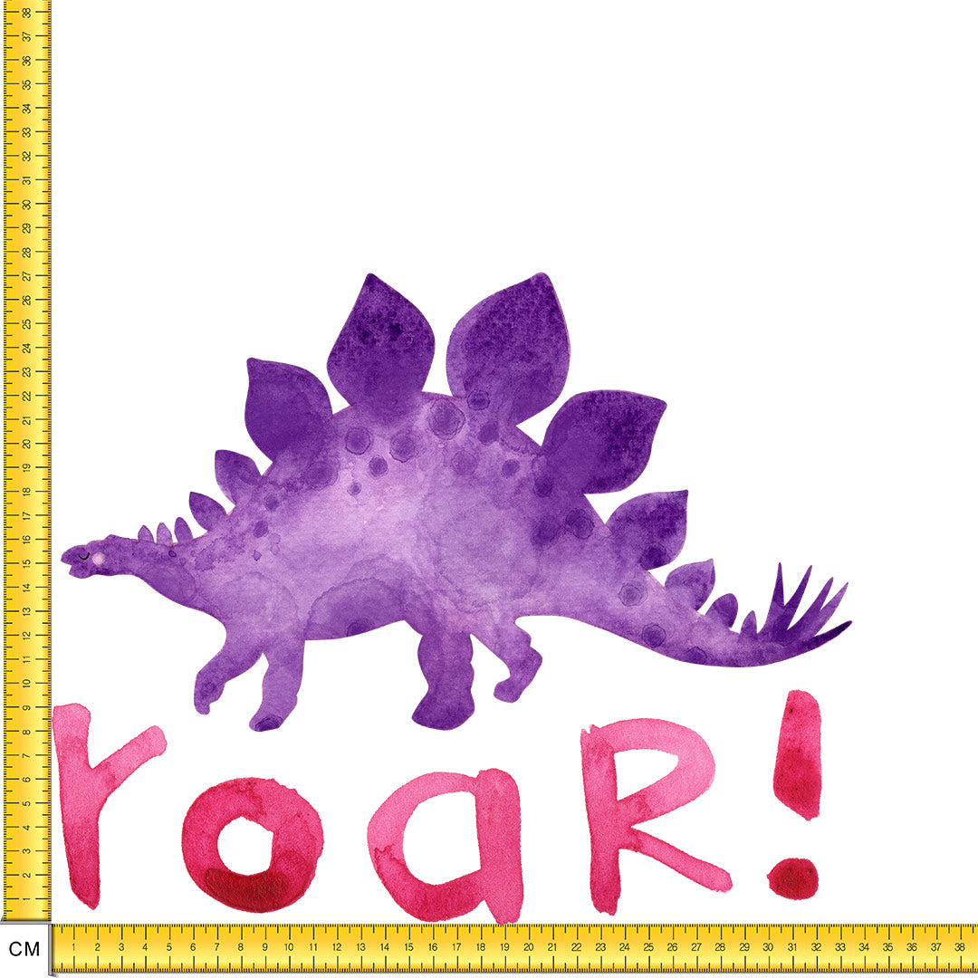 Purple Dino Roar Iron on Fabric Heat Transfer DTF-144