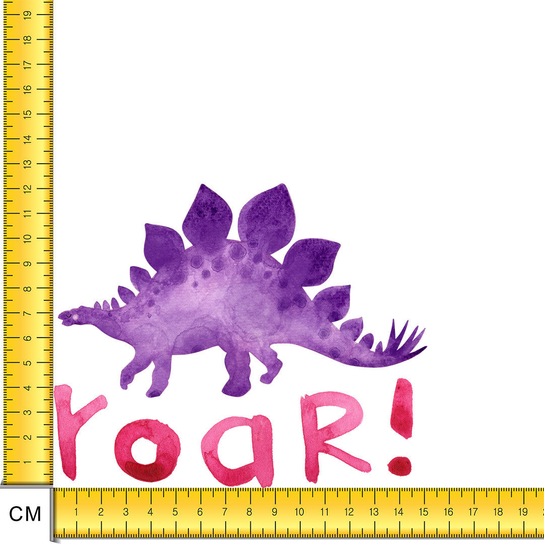 Purple Dino Roar Iron on Fabric Heat Transfer DTF-144