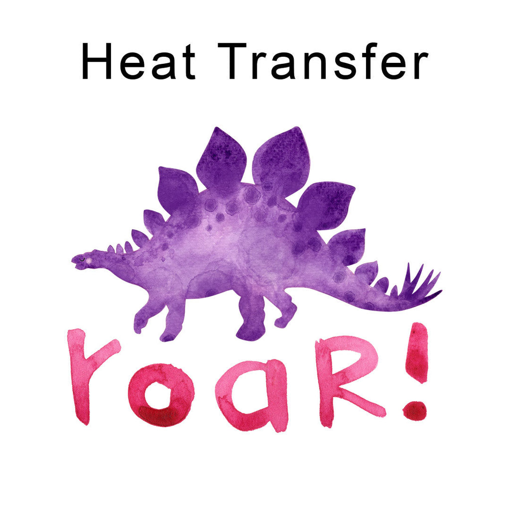Purple Dino Roar Iron on Fabric Heat Transfer DTF-144