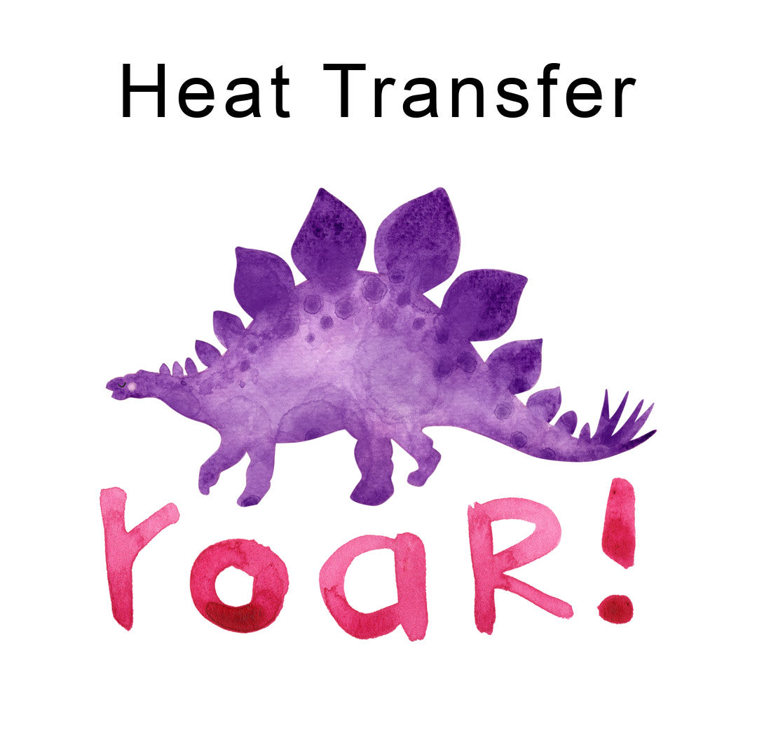 Purple Dino Roar Iron on Fabric Heat Transfer DTF-144