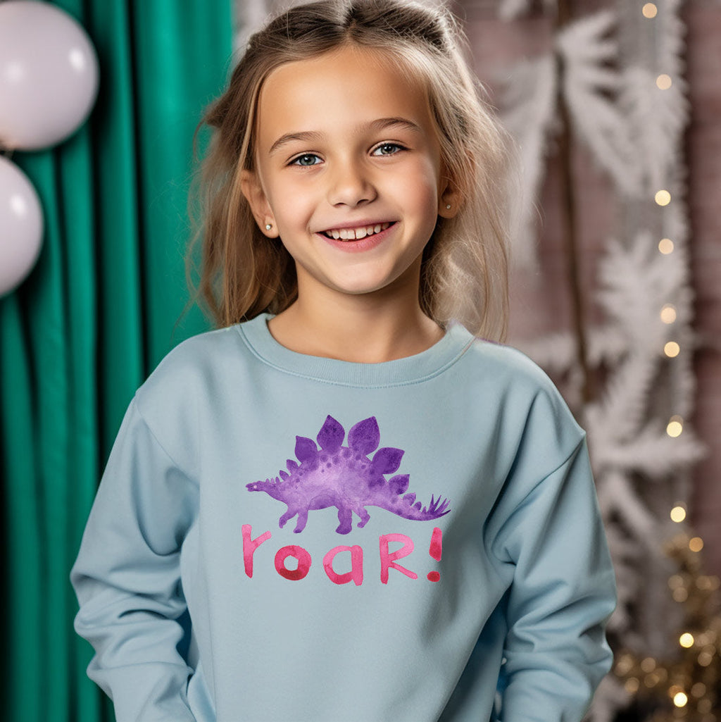Purple Dino Roar Iron on Fabric Heat Transfer DTF-144
