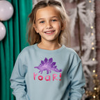 Purple Dino Roar Iron on Fabric Heat Transfer DTF-144