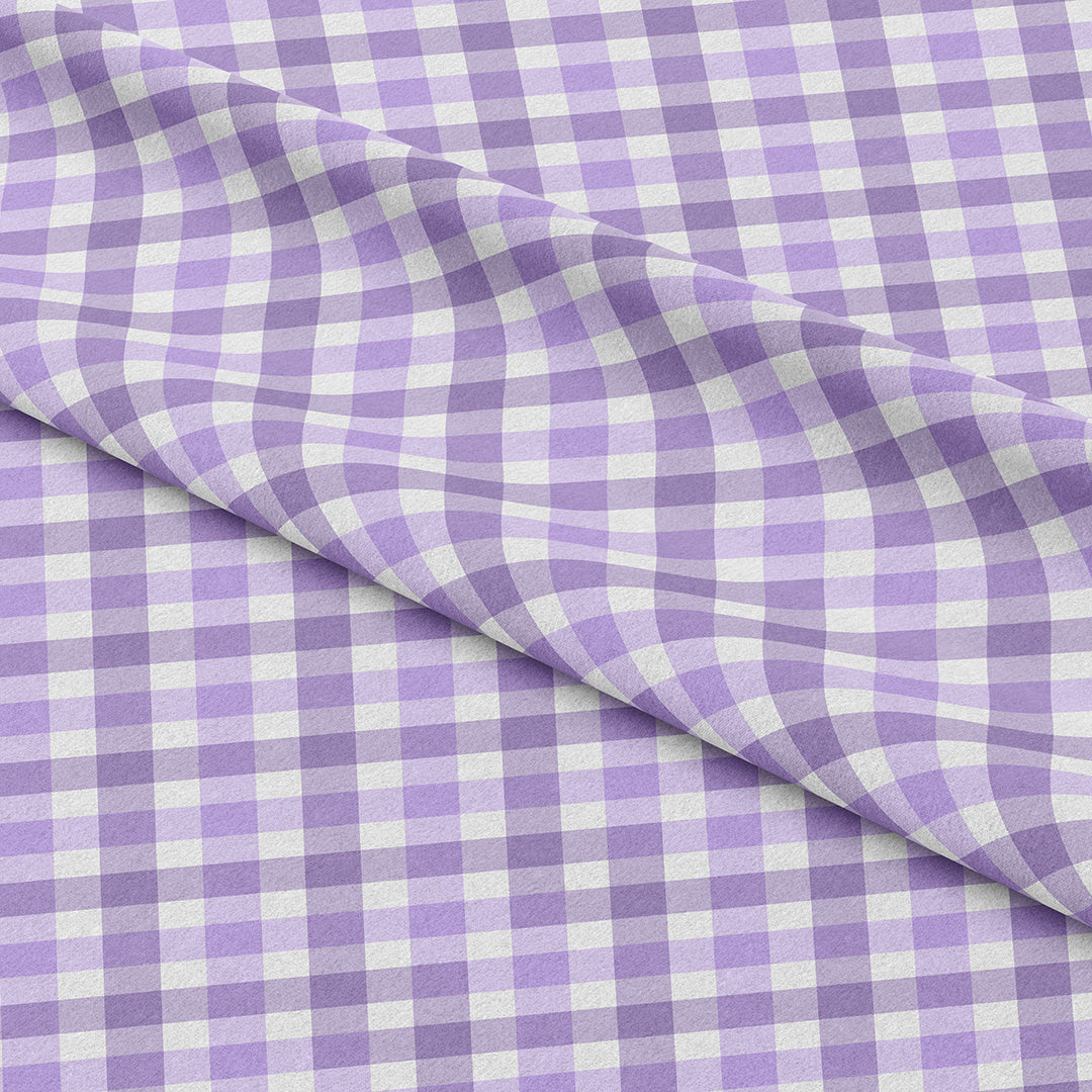 Purple Gingham Checks Fabric