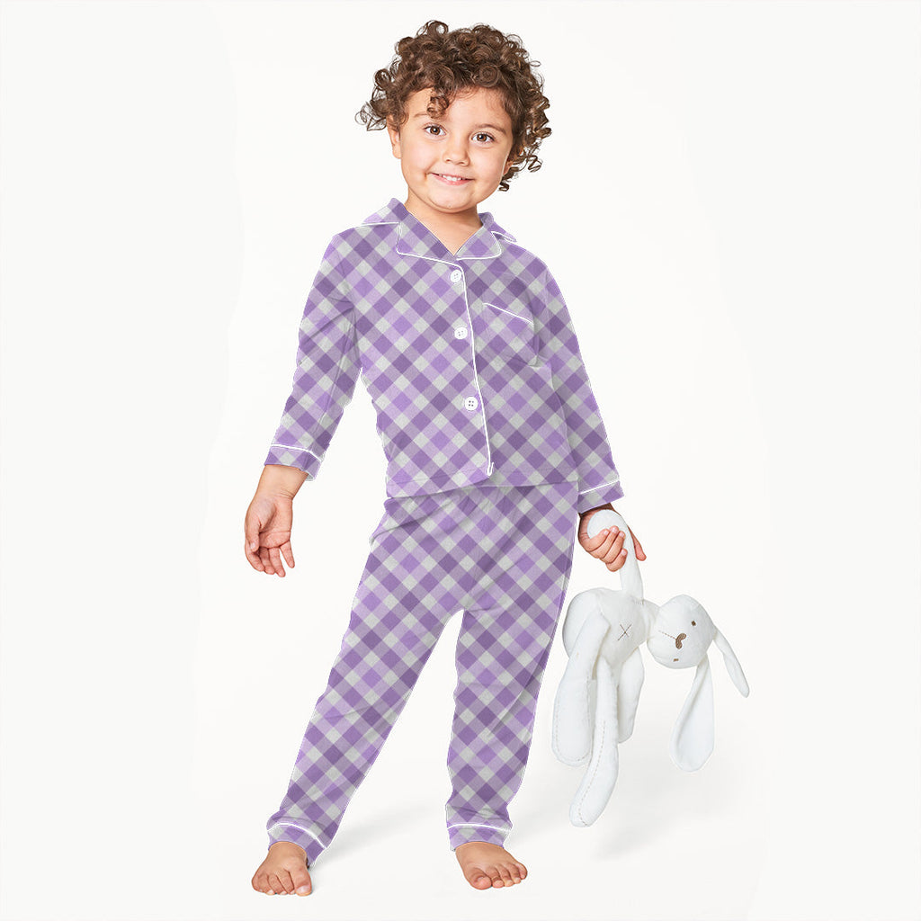 Purple Gingham Checks Fabric
