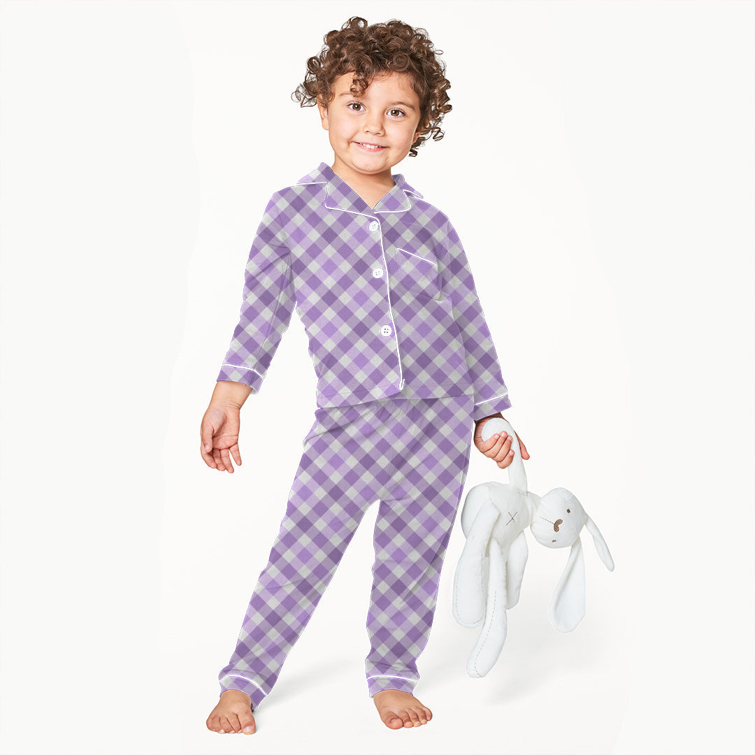 Purple Gingham Checks Fabric